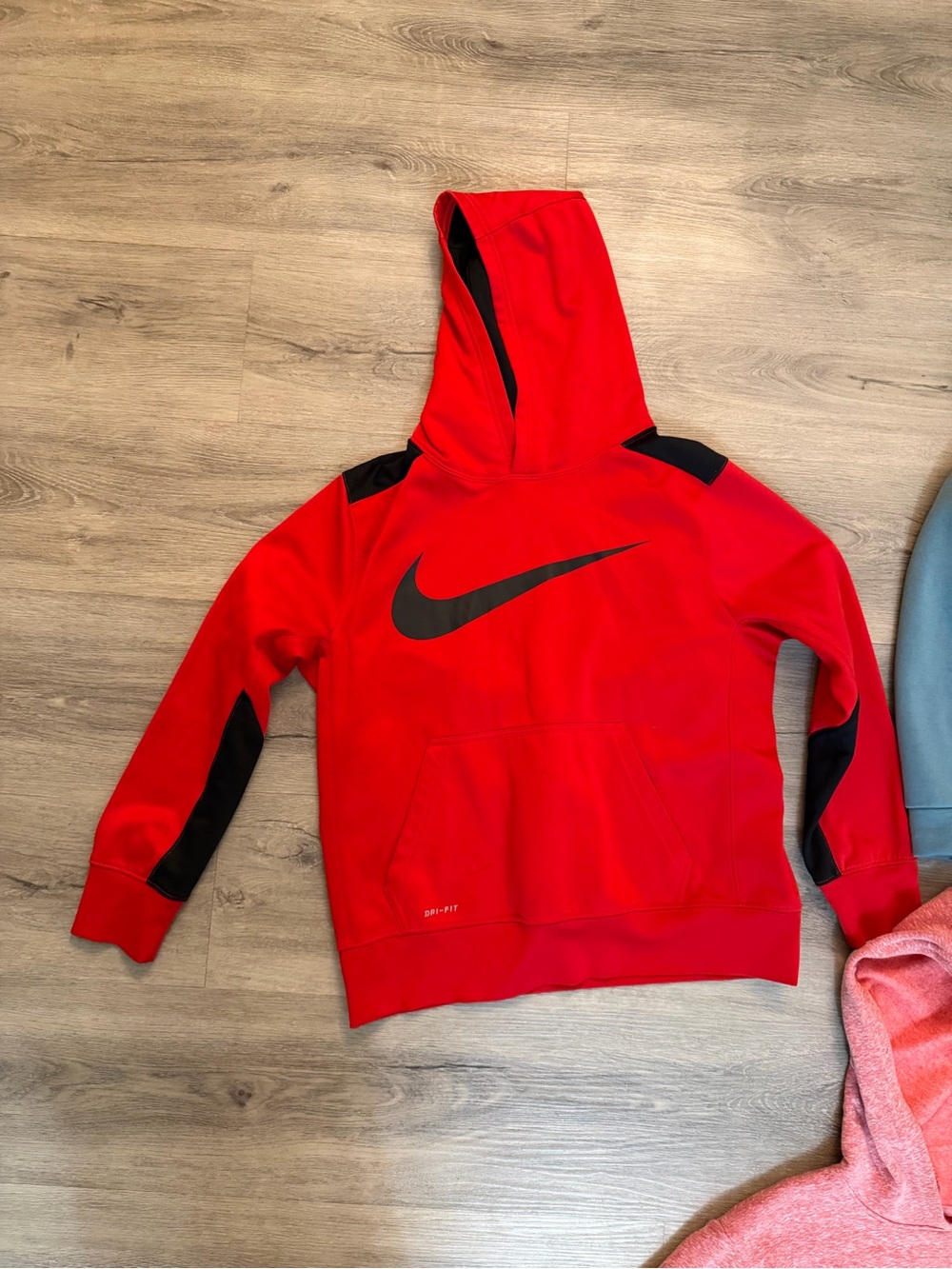 Nike Red Kids' Hooded Sweatshirt with Black Swoosh
